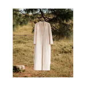 Hot-selling NAAMAH HANDMADE COATS Women Long Coat With Straps Tweed Wool Fabric Winter Coat For Women WHITEANT Brand Vietnam