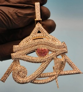 Luxury Style VVS Moissanite <b>Diamond</b> Iced Out Hip Hop Pendant <b>Necklace</b> With Gold Plated 925 Silver Eyes Of Horus At Low Price - Product Image 1