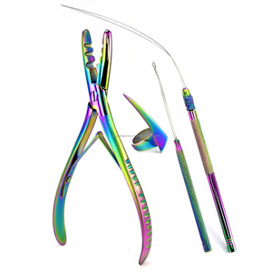 Professional Hair <b>Extension</b> Micro <b>Beads</b> 2 Hole Crimping Plier Hair Pulling Needle Hook Hair <b>Extension</b> Tools Kit for Sale - Product Image 2