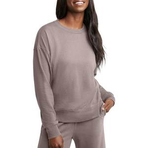 Sweat-shirts de sport en coton uni à col rond avec broderie - Product Image 4