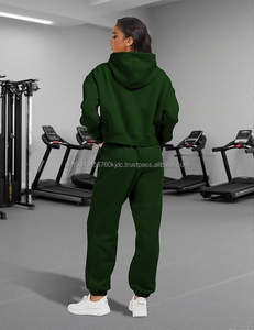 Sweatsuits for Women 2 Piece Set Crop <b>Fleece</b> Lining Hoodies Jogger Sweatpants Sweat Suits - Product Image 5