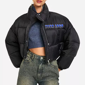 Chaqueta acolchada extragrande de alta calidad con logo impreso personalizado para mujer, ropa informal, chaqueta de burbujas estilo hip hop, cálida y acolchada con algodón. - Product Image 4