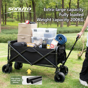 Chariot pliant robuste de 300 kg avec auvent et sièges pour le camping, les pique-niques, le shopping et le rangement, chariot de plage personnalisable OEM - Product Image 4