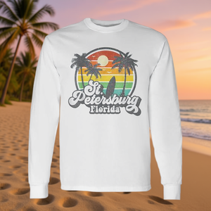St Petersburg Florida <b>Surf</b> Long Sleeve T-Shirt Vintage Retro Beach Design - Product Image 3