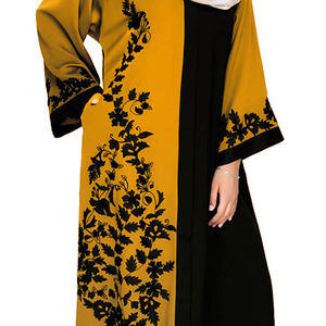 Vente en gros 2024 Robes kaftan décontractées pour femmes Satin imprimé Musulman Longue Thobe/Thawb Foulard Abaya Haute qualité Anti-UV - Product Image 2