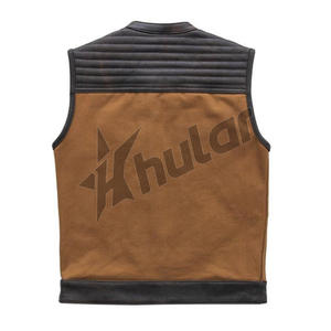 Customized <b>Black</b> Camouflage Leather Motorcycle Riders Vest for <b>Men</b> Unique Design Plus Size <b>Waistcoat</b> Vintage Outer Wear - Product Image 4