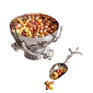 Shiny Polished Leaf Shape Design Joint Three <b>Bowl</b> Aluminum Metal Home Hotel <b>Serving</b> Fancy <b>Ceramic</b> Free <b>Bowls</b> - Product Image 2