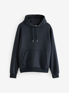 Sweat à capuche décontracté streetwear d'hiver pour hommes avec poche kangourou noire style uni - Product Image 2