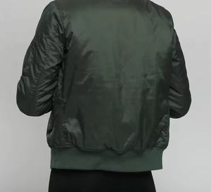Chaqueta bomber de mujer de la mejor calidad de color sólido para mujer, chaqueta informal de tela de Otoño de poliéster al por mayor más vendida para mujer - Product Image 5