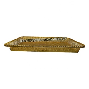Bandeja de Servicio Cuadrada de Metal Dorado de Estilo Europeo Moderno, de Lujo, en Oferta, para Hoteles, Decoración del Hogar, Diwali - Product Image 5