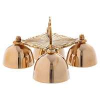 Cloche en laiton 4 carillons finition dorée avec oiseaux et branches conception cloche de prière pour église temple culte usage spirituel décor à la maison
