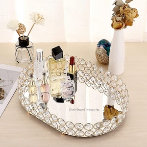 Crystal <b>Vanity</b> Makeup Tray Silver Ornate Jewelry Trinket Decorative Tray Cosmetic Perfume Display Organizer Tray - Product Image 6