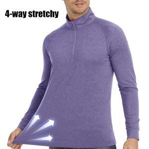 OEM venta al por mayor de logotipo personalizado bordado de alta calidad de los hombres sudaderas con capucha de media cremallera al aire libre pulóver liso cuarto de media cremallera sudaderas - Product Image 2