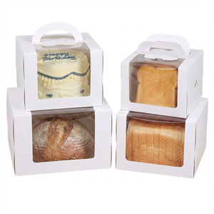 Boîte en carton élégante style pâtisserie avec poignée pour gâteaux Bundt à l'orange, lot de <span class=keywords><strong>2</strong></span> avec fenêtre transparente, motif fruits, emballage - Product Image 3