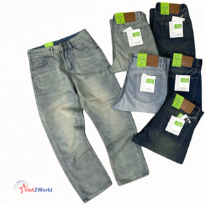 Pantalones bombachos para hombre, vaqueros de mezclilla formales, lavado medio, cintura media, estirable, ODM sólido, hecho en Vietnam - Product Image 3