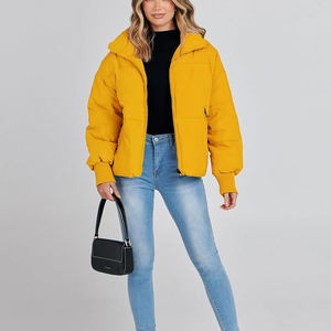 Nouveau design de veste matelassée hydrofuge beige avec cordons de serrage veste à bulles à fermeture éclair respirante et doudoune d'hiver pour femmes - Product Image 2