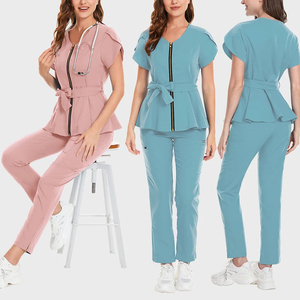 Uniforme médical, vêtements pour infirmières, vente en gros, blouses en tricot, pantalons de jogging, uniforme d'hôpital, polyester réutilisable, uniforme de travail personnalisé - Product Image 1