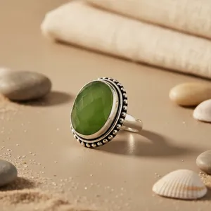 "Green <b>Quartz</b> Crystal <b>Ring</b> for Women in 925 Sterling Silver-Gift Option" - Product Image 3