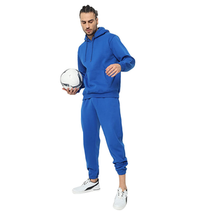 Survêtements d'hiver pour hommes Made in Royal Blue Color Pullover Hoodie Training Warm Track Suits With Customized Logo - Product Image 3