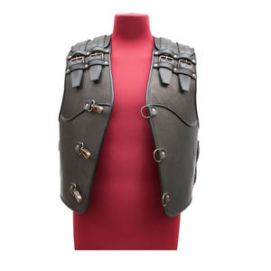 Chaleco de moto de cuero negro para hombre Chaleco de club de motocicleta hecho a mano Diamond Stitch - Product Image 2