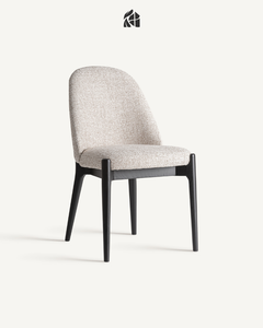 Chaise de salle à manger moderne en bouclette, pieds en teck massif, tissu beige, style scandinave, mobilier pour la maison, hôtel, café, villa - Product Image 1