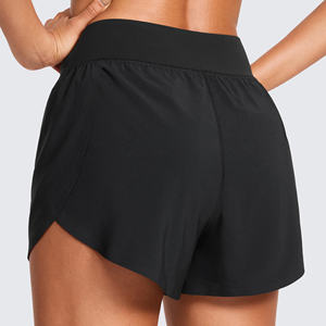 กางเกงวิ่งเอวสูงทรงดอลฟินสำหรับผู้หญิง ความยาว 3 นิ้ว ผ่าข้างสูง ซับในตาข่ายใส ระบายอากาศดี เหมาะสำหรับออกกำลังกายในยิมและวิ่งบนลู่วิ่ง - Product Image 1