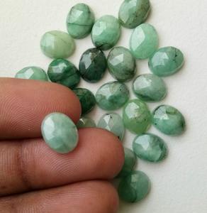 Cabujones de Esmeralda natural con parte posterior plana, piedras preciosas verdes ovaladas de corte rosa, piedras sueltas para hacer joyas, venta al por mayor de proveedor B2B - Product Image 2