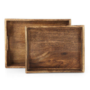 Ensemble de plateaux de service en bois de manguier 3 pièces fait à la main, personnalisable pour les hôtels et les restaurants, plateaux décoratifs en bois, vente à chaud - Product Image 6