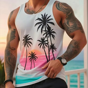 Formal Men's Tank Top with Embroidery 100% Cotton Summer Outdoor Sports Sleeveless Top - Product Image 1