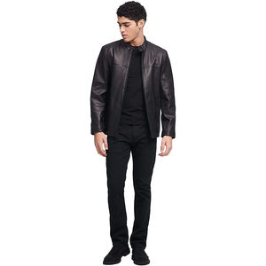 Veste en cuir pour homme, personnalisée, imperméable, respirante, coupe-vent, en nylon/coton, avec logo frontal, en spandex/polyester, chaude, lavée, printemps - Product Image 3