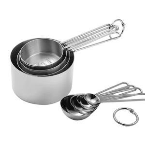 Tasses à mesurer en métal de luxe cuillères plaqué argent avec un design de poignée élégant Offre Spéciale des outils de cuisine en acier inoxydable à faible coût - Product Image 1