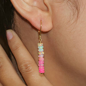 Pendiente colgante de cuentas de ópalo Rosa de Plata de Ley 925 para mujer en oro amarillo relleno de piedra natal joyería hecha a mano regalo para madre - Product Image 2