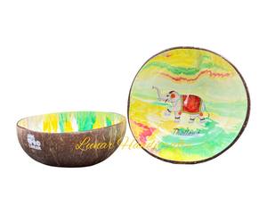 ชามมะพร้าวหลากสีสุดอินเทรนด์ทรงมนพร้อมช้อนผลิตจากเวียดนาม - Product Image 2