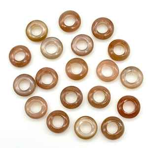 Cuentas de Piedra Lunar de Chocolate Natural en Forma de Donut, 12 mm, Piedras Curativas Marrones - Product Image 2