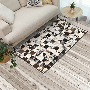 Tapis personnalisé en cuir de vachette, tapis patchwork en cuir naturel en vrac - Product Image 1