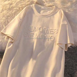 Venta al por mayor 180gsm 100% algodón Unisex en blanco de peso pesado hombres camiseta moda 3D Puff impresión en relieve Spandex hombres camisetas - Product Image 5