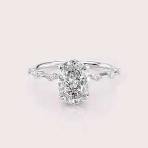 แหวนเพชรรูปไข่ทรงโอวัลที่ได้รับการรับรองจาก IGI ผลิตในห้องปฏิบัติการ ตัวเรือนทองคำขาว/ทองเหลือง/ทองชมพู 9 กะรัต ดีไซน์หรูหราแบบหนามเตย สำหรับงานแต่งงานและงานหมั้น - Product Image 6