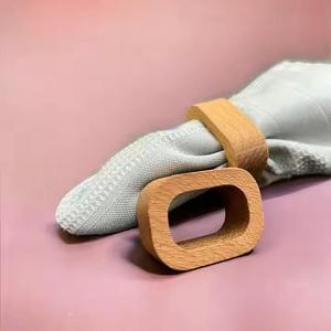 Juego de Anillos para Servilletas de Madera Ecológicos Acabados a Mano, Vajilla de Madera Natural de Primera Calidad, Bodas Rústicas, Fiestas, Cenas Diarias - Product Image 1