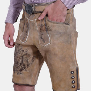 german bavarian lederhosen <b>shorts</b> <b>men</b> goat <b>leather</b> custom embroidery oktoberfest clothing oem factory supply - Product Image 3