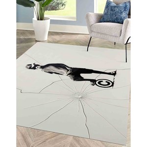 Tapis Banksy : Motif Ball and Boy, Tapis imprimé lavable en machine, avec poils doux - Product Image 3