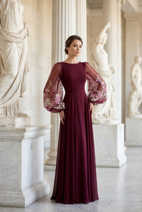 Tela de Tul Ligero con Bordado de Flor de Pansy Borgoña, Tejido de Punto, Encaje Floral con Diseño de Espiral para Vestidos de Novia - Product Image 4