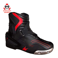 Bottes de course moto en PU pour la piste, protection avancée des chevilles, semelle haute adhérence, fermeture éclair, hiver-printemps, pour les pilotes exigeants
