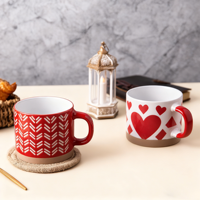 Mug à café en céramique peint à la main de haute qualité avec bord coloré Vaisselle promotionnelle pour cadeaux Tasses en céramique