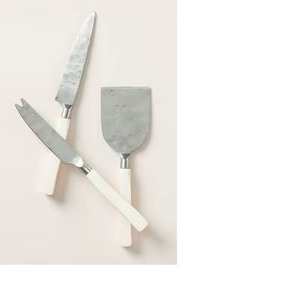 Nouveauté, ensemble de couteaux à fromage en acier inoxydable faits à la main, 3 pièces lavables au lave-vaisselle avec manche en céramique pour usage domestique et au restaurant - Product Image 5