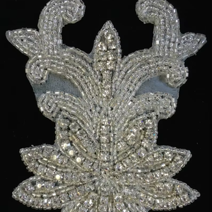 Magnifiquement strass applique cristal perlé motif dentelle collier applique pour mariée ceinture épaules corsage accessoires de mariage - Product Image 1