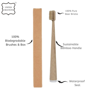 แปรงสีฟันไม้ไผ่ดีไซน์ใหม่ ขนแปรงทำจากขนหมูป่า วัสดุไม้ ผลิตตามแบบ OEM เป็นมิตรกับสิ่งแวดล้อม แปรงสีฟันไม้ไผ่ธรรมชาติ 100% สำหรับผู้ใหญ่ - Product Image 3