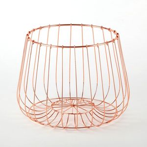 <b>Tall</b> Copper Wire Fruit Basket Contemporary Metal <b>Storage</b> Organizer Modern Decorative Kitchen Display Piece - Product Image 1