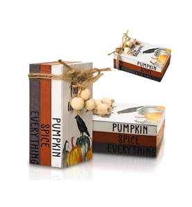 3 Pcs Thanksgiving Fall Decor pour la maison Mini Book Wood Tiered Tray Decor Halloween Autumn Book Stack Bundle - Product Image 1