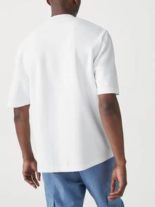 Venta al por mayor peso pesado 100% algodón camiseta en blanco hombres personalizado liso blanco camisetas hombres streetwear de gran tamaño cuello simulado camiseta personalizada - Product Image 2