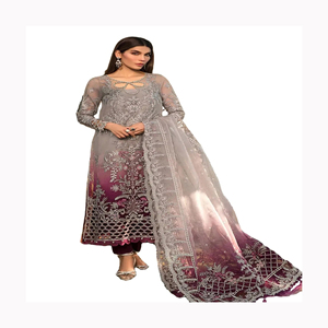 Dernier créateur vêtements de mariage pakistanais Georgette Salwar Kameez costume avec broderie séquentielle travail Collection de robes indiennes - Product Image 1